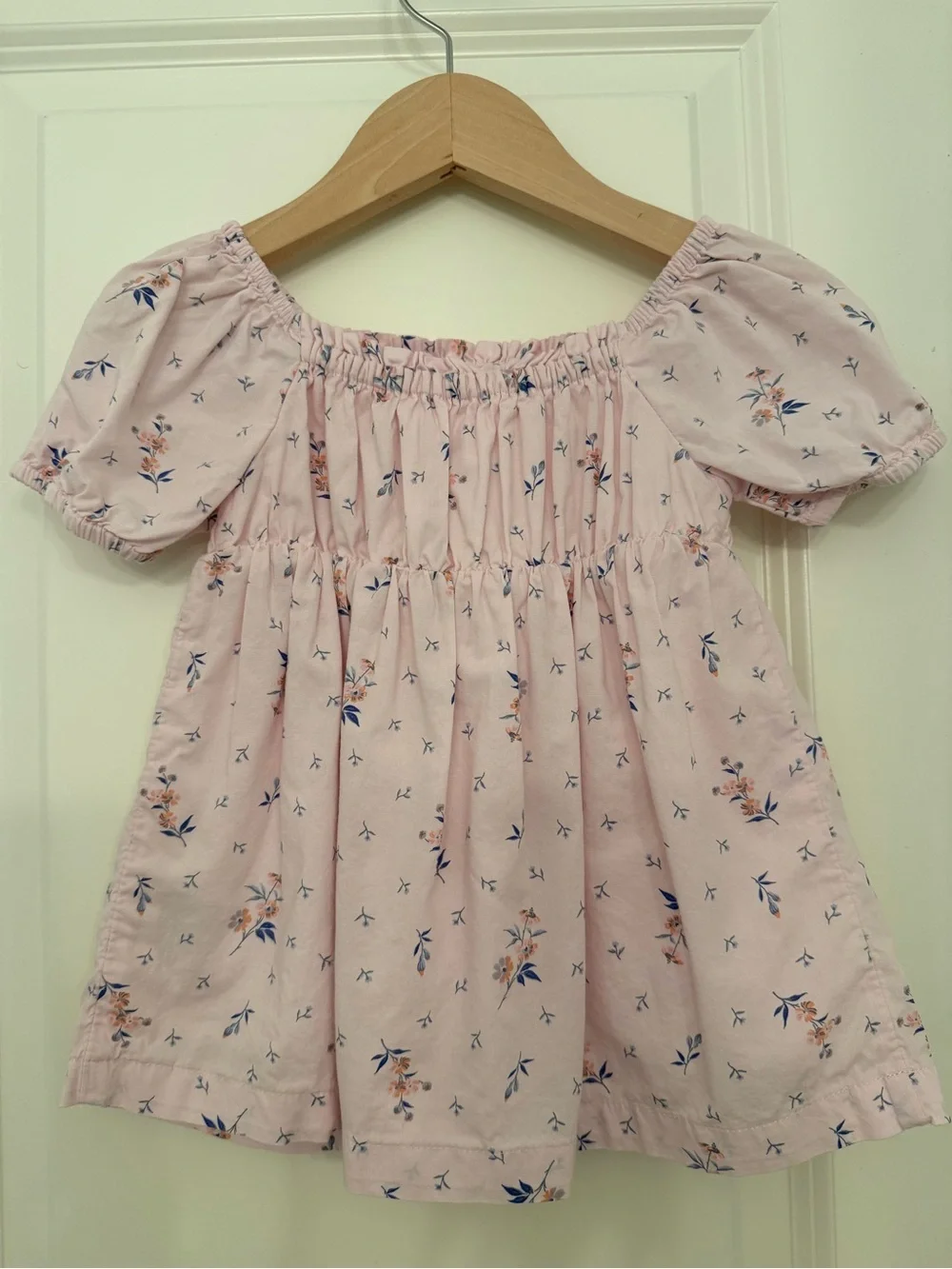 Baby GAP Pink Floral Smocked Puff-Sleeve Dress